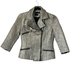 ASOS Petite Metallic  Blazer Zipper Blazer with front zip pockets